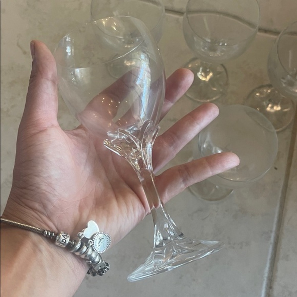 5 Vintage 60s / 70s Villeroy & Boch wine Crystal glasses flower cut